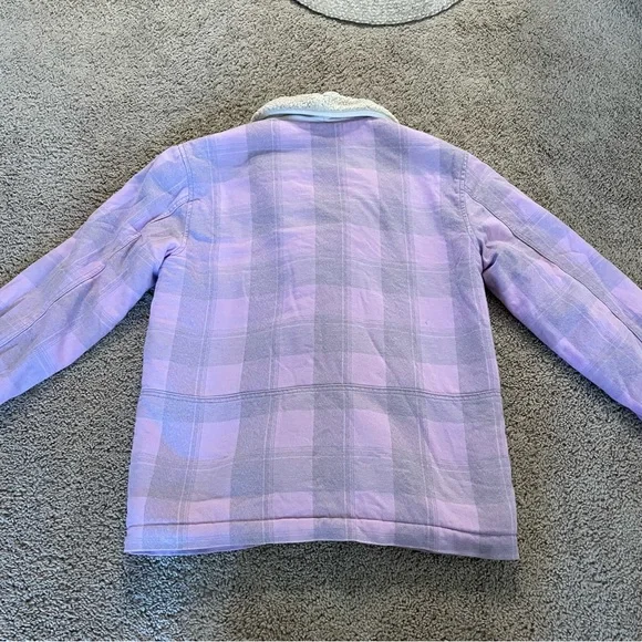 Free People We the Free Woodland Plaid Jacket Lilac Grey Size Small Sherpa - Picture 8 of 13